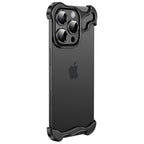 Черен, алуминиев, удароустойчив кейс без рамка - с протектор за камера за iPhone 16 Pro