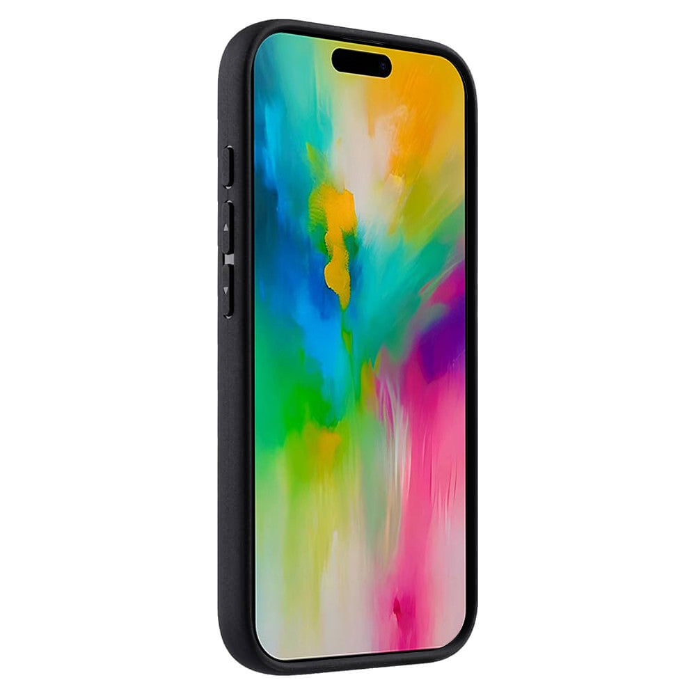Силиконов, оранжев кейс - гръб от естествена кожа за iPhone 16