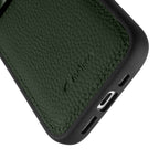 Силиконов, зелен кейс - гръб от естествена кожа за iPhone 16
