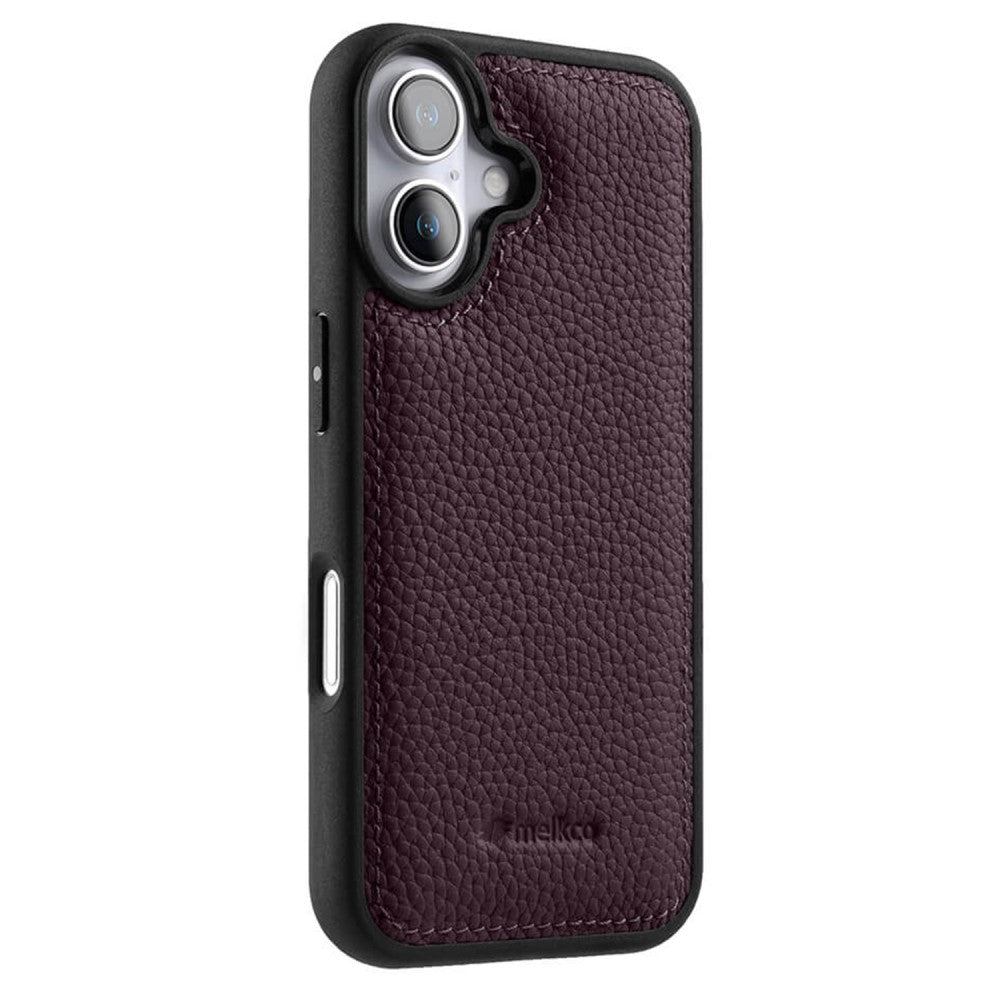Силиконов, лилав кейс - гръб от естествена кожа за iPhone 16