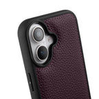 Силиконов, лилав кейс - гръб от естествена кожа за iPhone 16