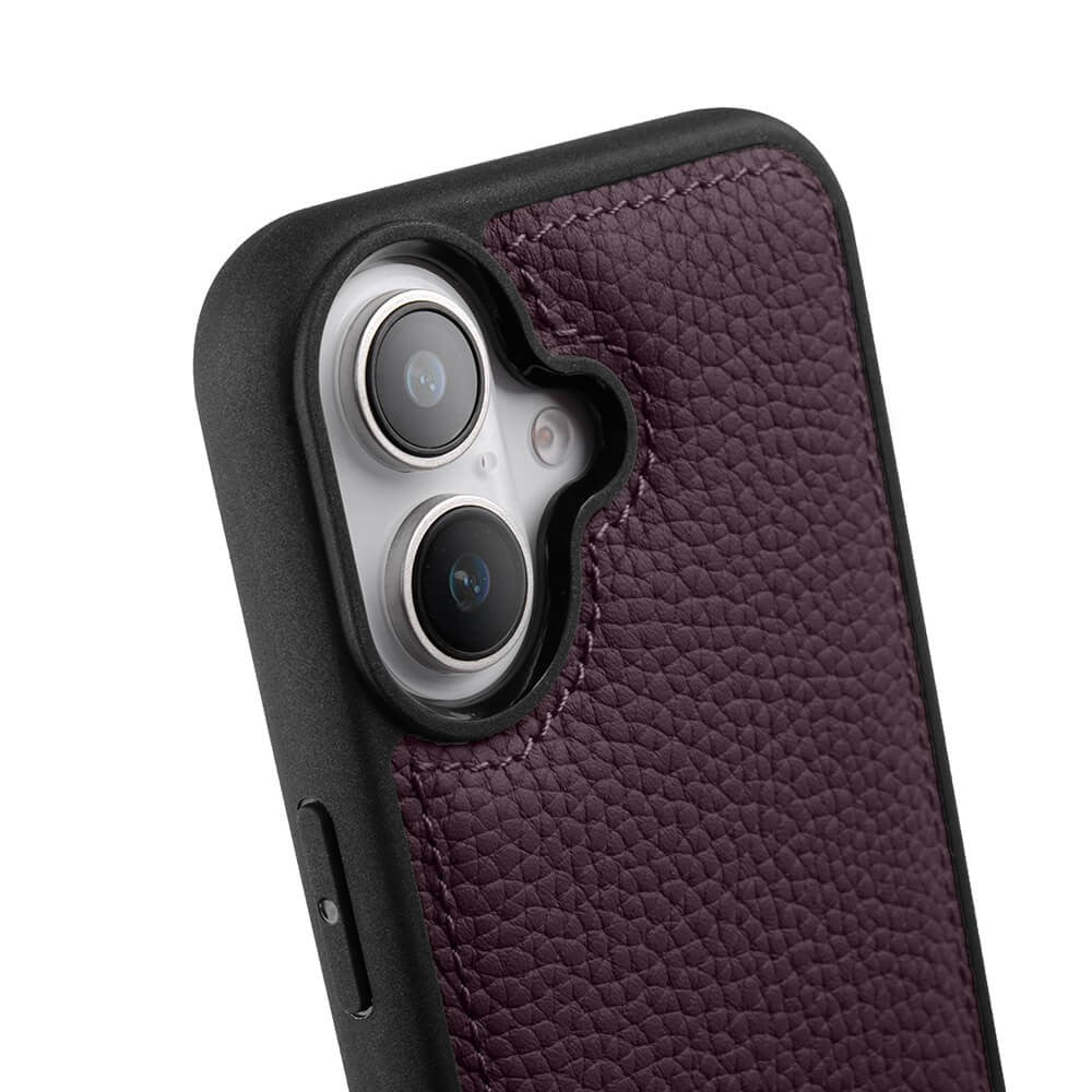 Силиконов, лилав кейс - гръб от естествена кожа за iPhone 16