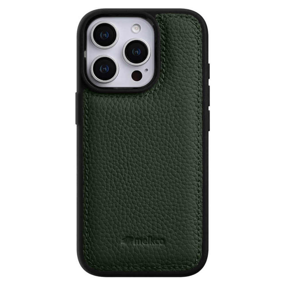 Силиконов, зелен кейс - гръб от естествена кожа за iPhone 16 Pro