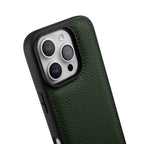 Силиконов, зелен кейс - гръб от естествена кожа за iPhone 16 Pro
