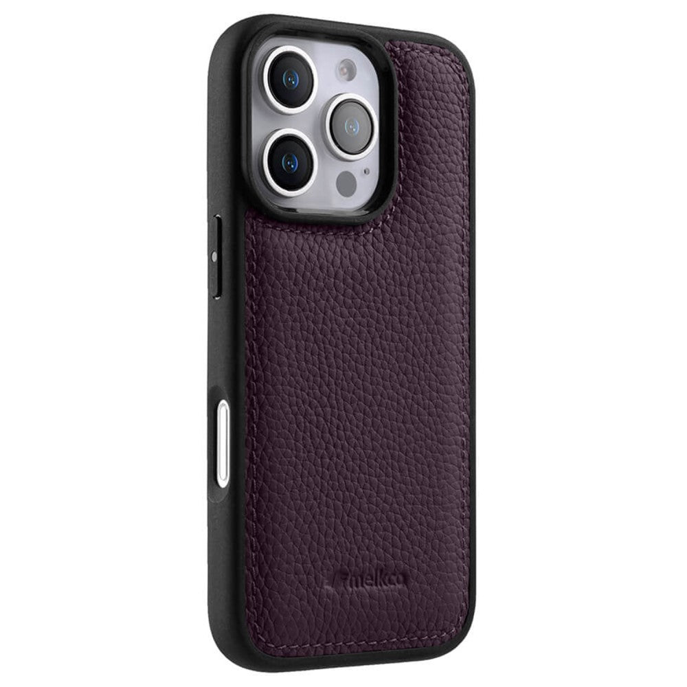 Силиконов, лилав кейс - гръб от естествена кожа за iPhone 16 Pro Max