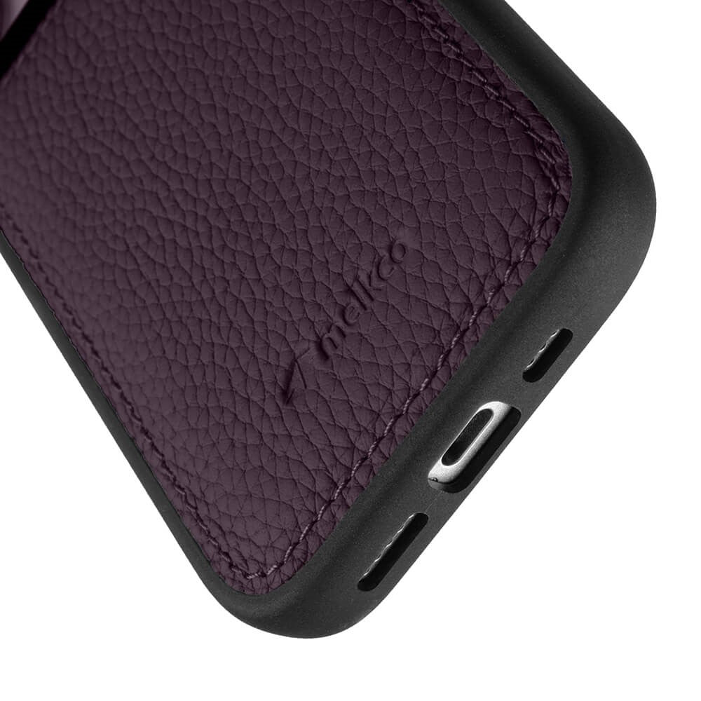 Силиконов, лилав кейс - гръб от естествена кожа за iPhone 16 Pro Max