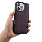 Силиконов, лилав кейс - гръб от естествена кожа за iPhone 16 Pro