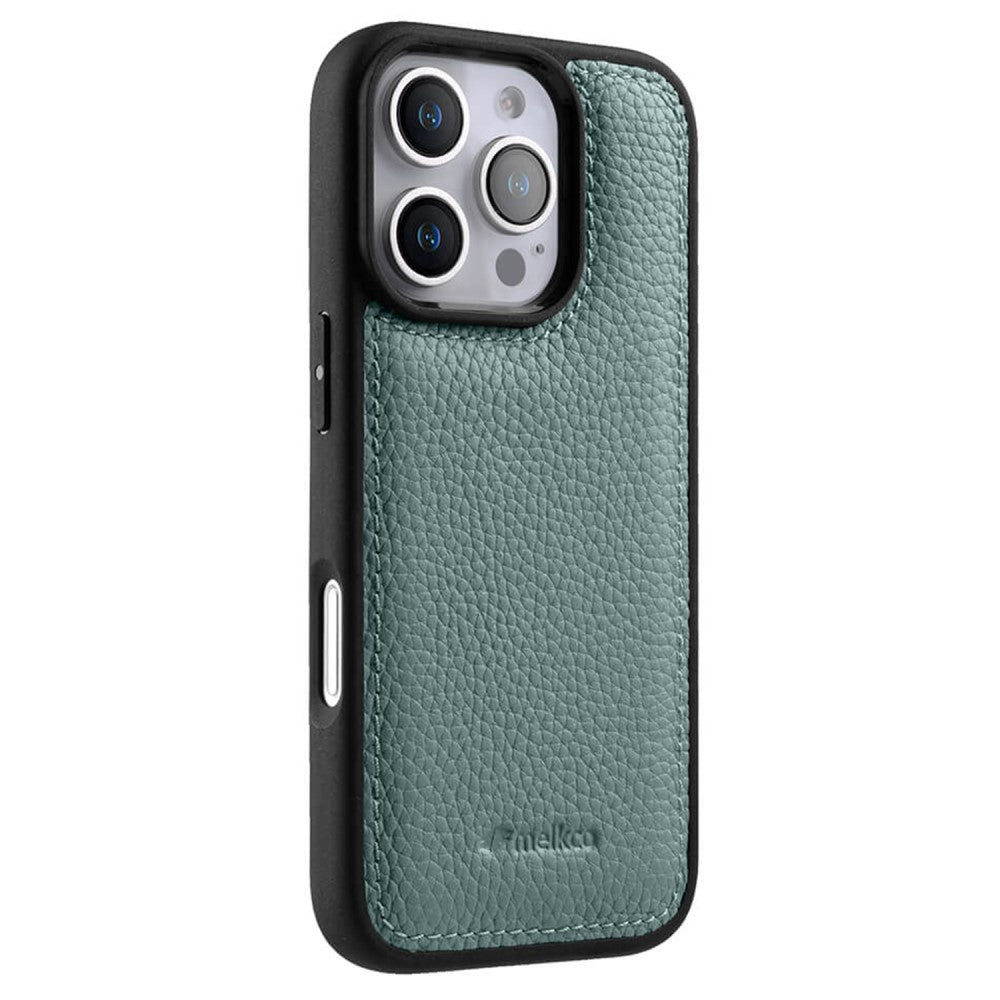 Силиконов, син кейс - гръб от естествена кожа за iPhone 16 Pro Max