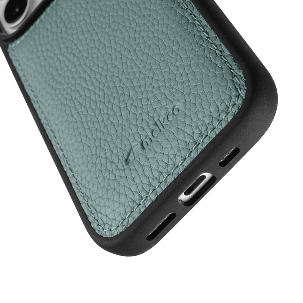 Силиконов, син кейс - гръб от естествена кожа за iPhone 16 Pro Max