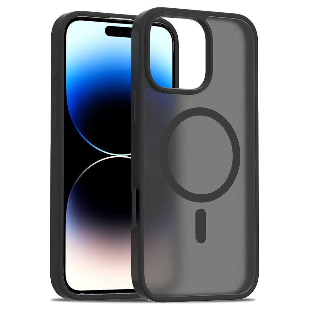 Силиконов, черен кейс - матов гръб, MagSafe за iPhone 16 Pro