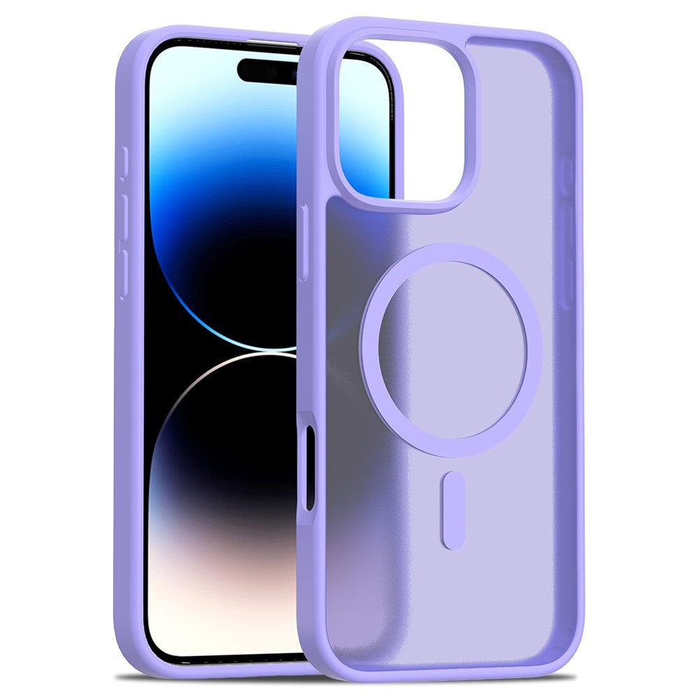 Силиконов, лилав кейс - матов гръб, MagSafe за iPhone 16 Pro Max