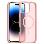 Силиконов, розов кейс - матов гръб, MagSafe за iPhone 16 Pro