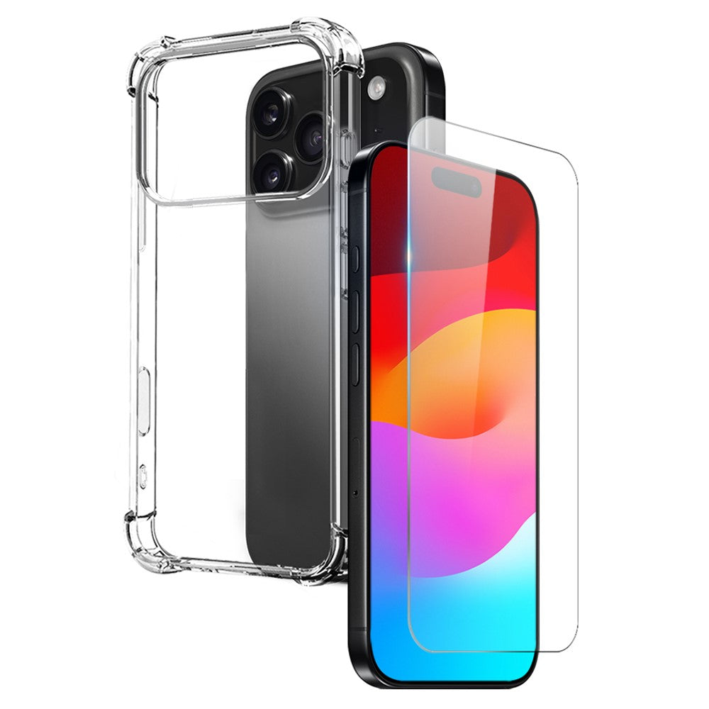 Комплект 2 в 1 за iPhone 17 Pro Max - удароустойчив кейс, и стъклен протектор за дисплей