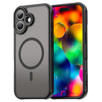 Силиконов, черен кейс за iPhone 17 - удароустойчив, полупрозрачен гръб, поддържа MagSafe