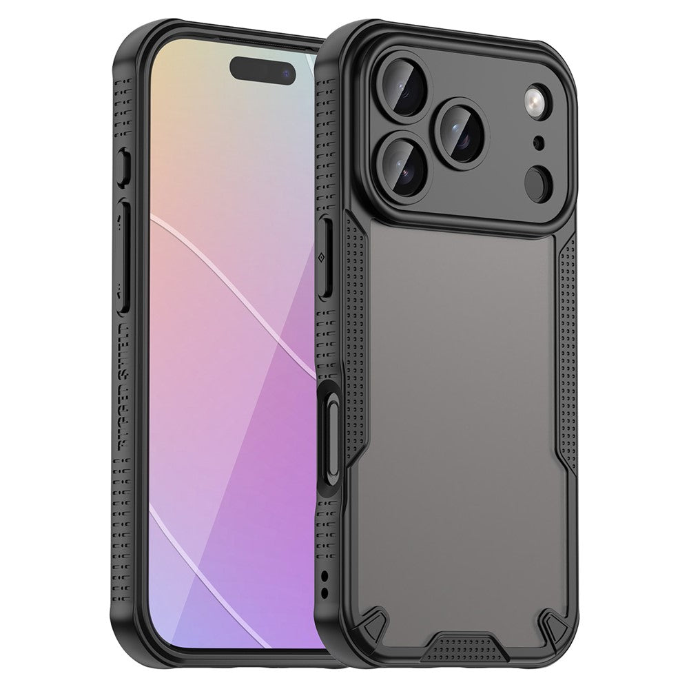 Силиконов, черен кейс за iPhone 17 Pro Max - удароустойчив, оребрен, полупрозрачен гръб