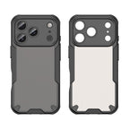 Силиконов, черен кейс за iPhone 17 Pro - удароустойчив, оребрен, полупрозрачен гръб