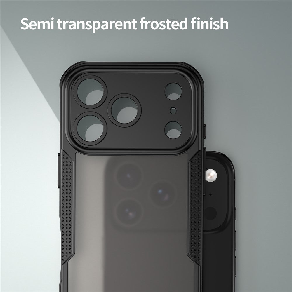 Силиконов, черен кейс за iPhone 17 Pro Max - удароустойчив, оребрен, полупрозрачен гръб