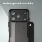 Силиконов, черен кейс за iPhone 17 Pro - удароустойчив, оребрен, полупрозрачен гръб