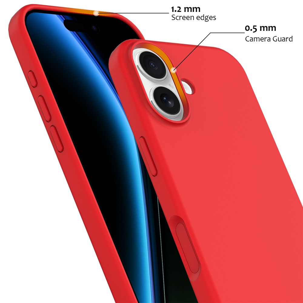 Силиконов, червен кейс за iPhone 17 - поддържа MagSafe