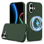 Силиконов, зелен кейс за iPhone 17 - поддържа MagSafe
