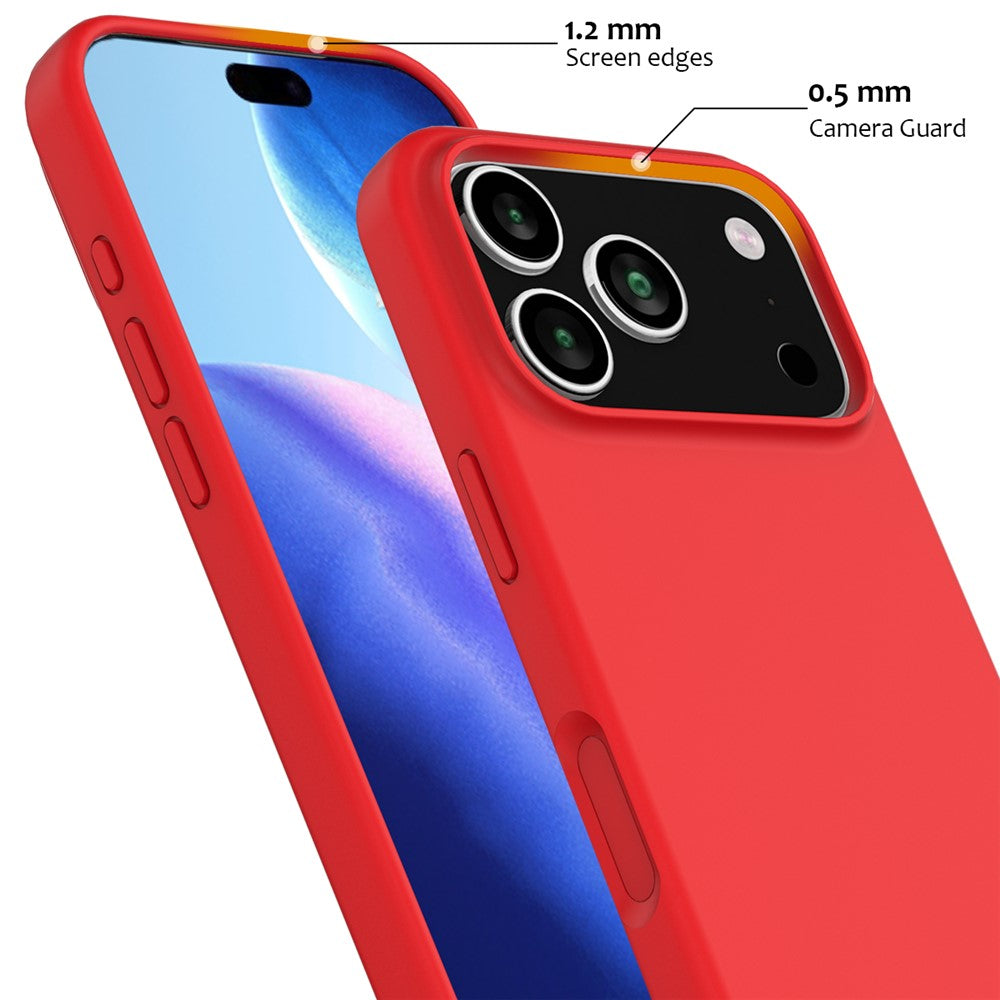 Силиконов, червен кейс за iPhone 17 Pro Max - поддържа MagSafe