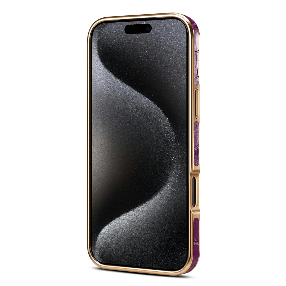 Силиконов, черен кейс за iPhone 17 Pro Max - гръб от естествена кожа, поддържа MagSafe