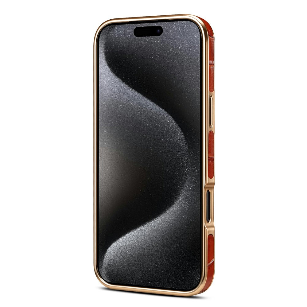 Силиконов, лилав кейс за iPhone 17 Pro Max - гръб от естествена кожа, поддържа MagSafe