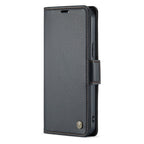Кожен, черен калъф - преден капак със закопчаване, RFID защита за iPhone 14 Pro Max