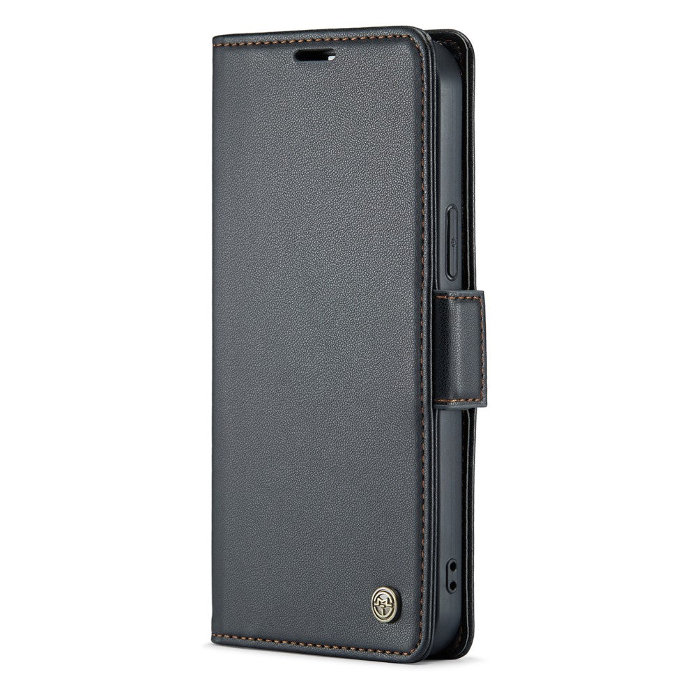 Кожен, черен калъф - преден капак със закопчаване, RFID защита за iPhone 14 Pro Max
