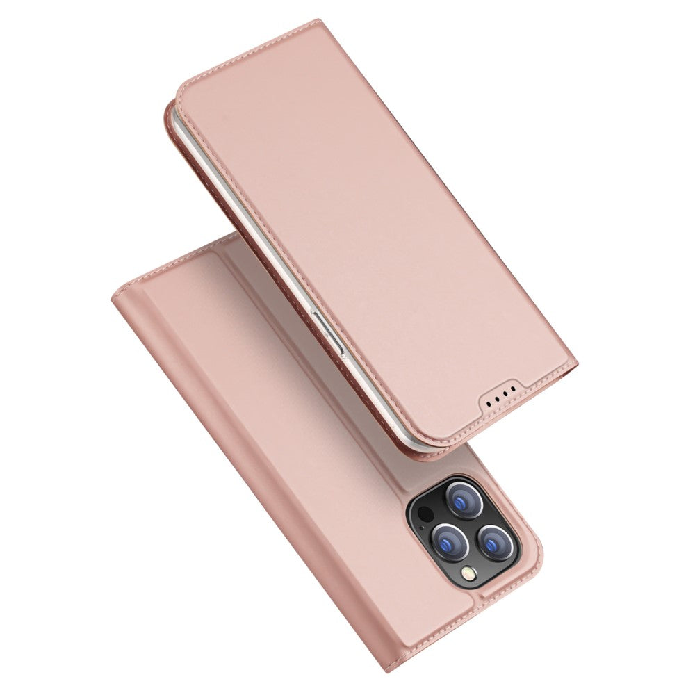 Кожен, розов калъф - преден капак за iPhone 15 Pro