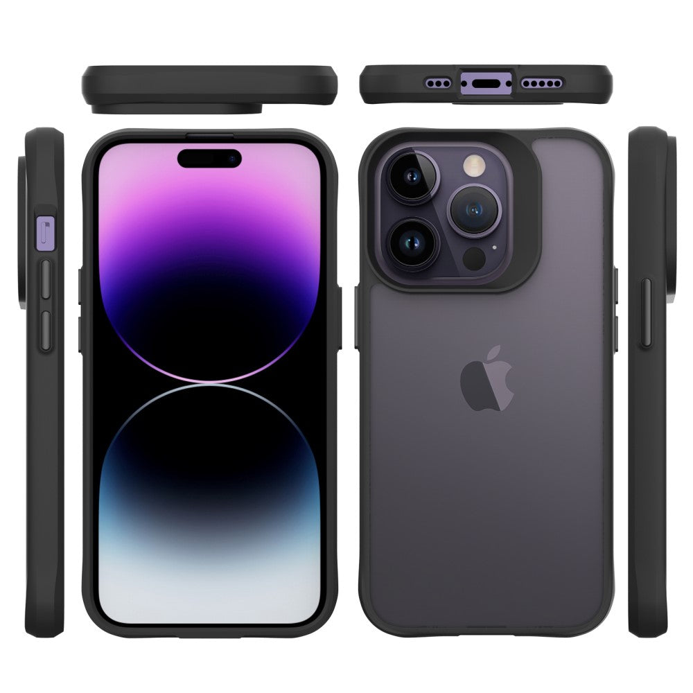 Силиконов, черен кейс - удароустойчив, с прозрачен гръб за iPhone 15 Pro