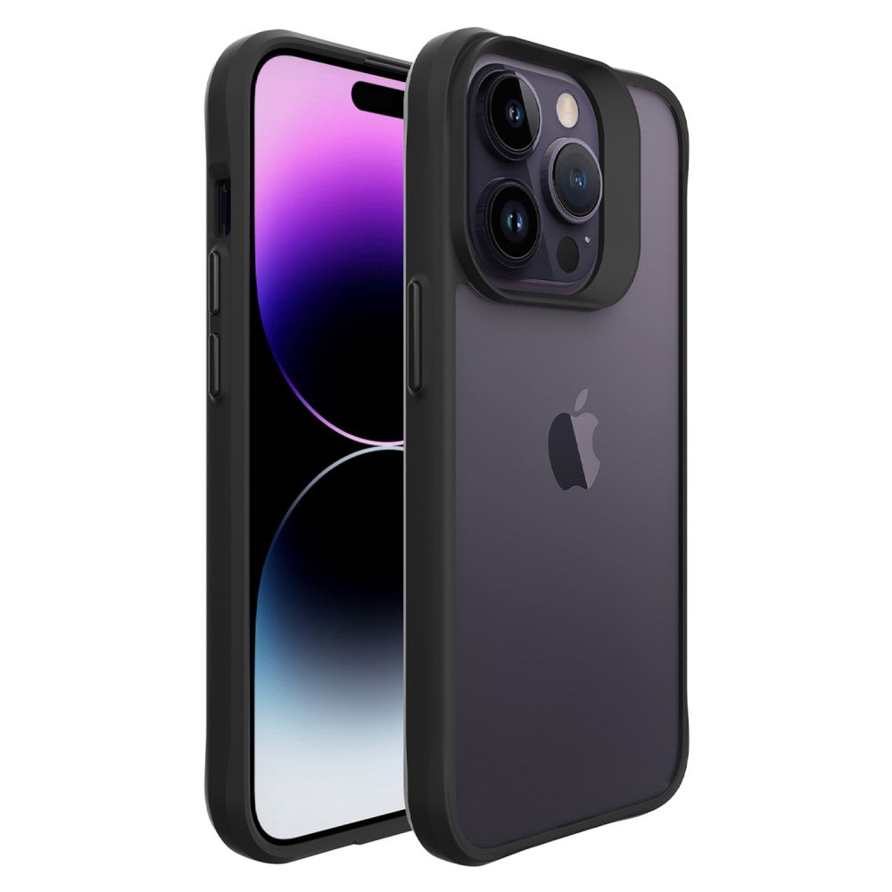 Силиконов, черен кейс - удароустойчив, с прозрачен гръб за iPhone 15 Pro