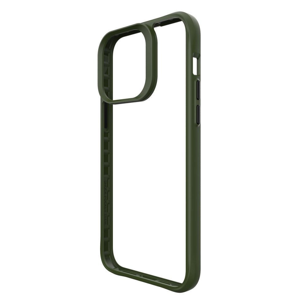 Силиконов, зелен кейс - удароустойчив, с прозрачен гръб за iPhone 15 Pro Max