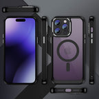 Силиконов, черен кейс - удароустойчив, с протектор за камера за iPhone 15 Pro Max