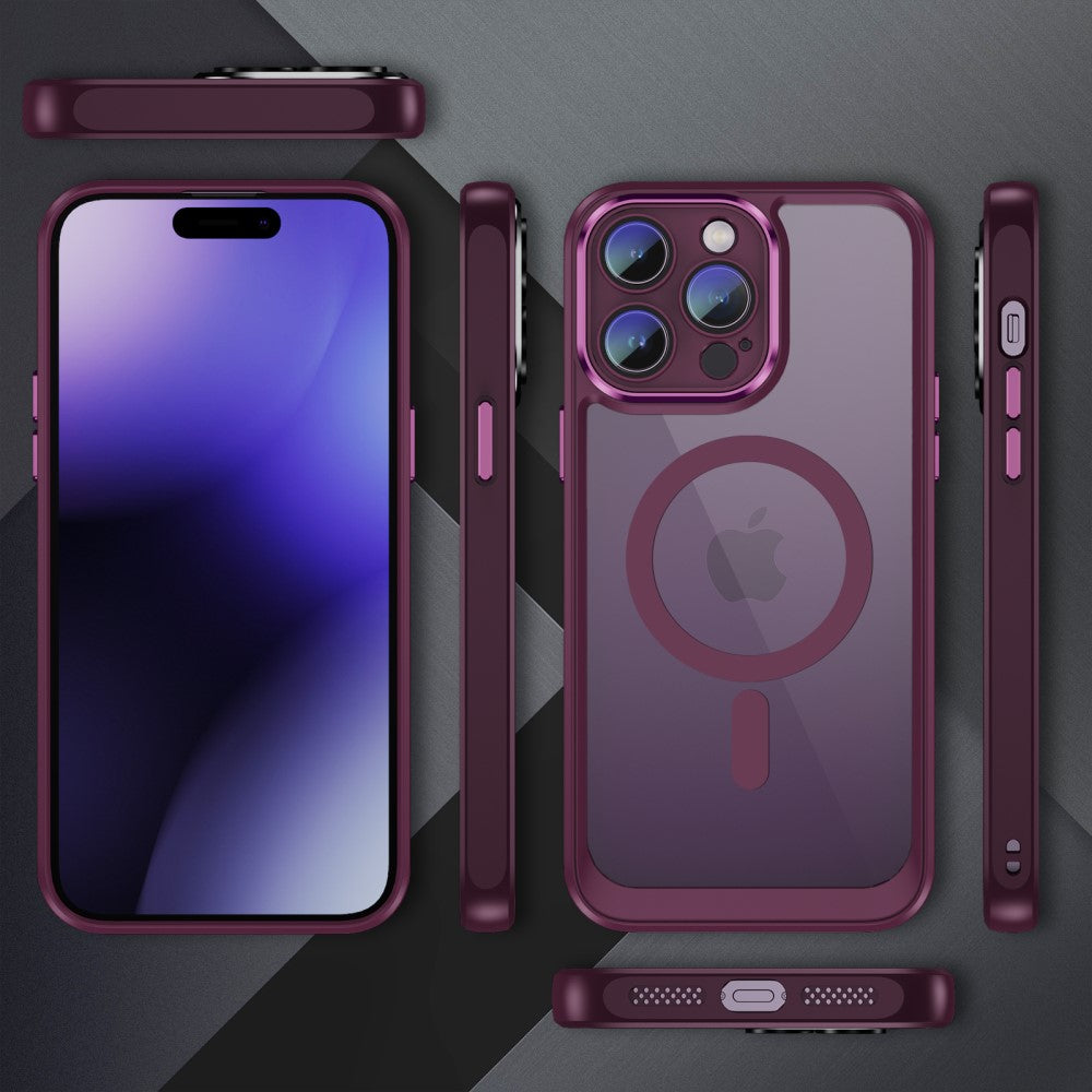 Силиконов, розов кейс - удароустойчив, с протектор за камера за iPhone 15 Pro