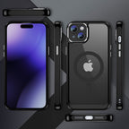 Силиконов, черен кейс - удароустойчив, с протектор за камера за iPhone 15 Plus