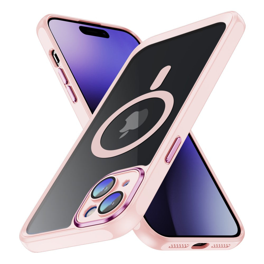 Силиконов, светлорозов кейс - удароустойчив, с протектор за камера за iPhone 15