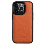 Силиконов, черен кейс - гръб от естествена кожа за iPhone 15 Pro Max