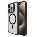 Силиконов, черен кейс - удароустойчив, с прозрачен гръб, MagSafe за iPhone 16 Pro Max