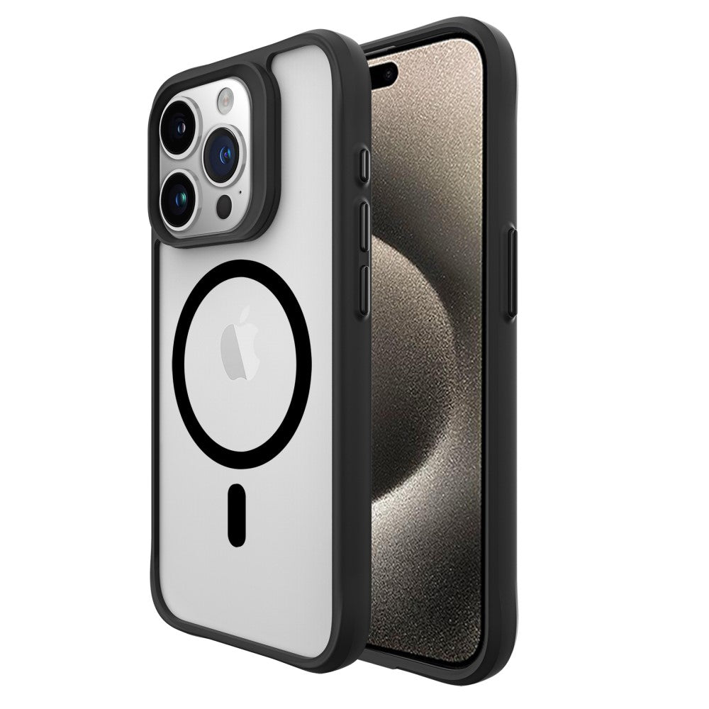 Силиконов, черен кейс - удароустойчив, с прозрачен гръб, MagSafe за iPhone 16 Pro