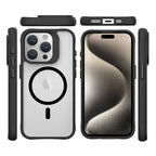 Силиконов, черен кейс - удароустойчив, с прозрачен гръб, MagSafe за iPhone 16 Pro Max
