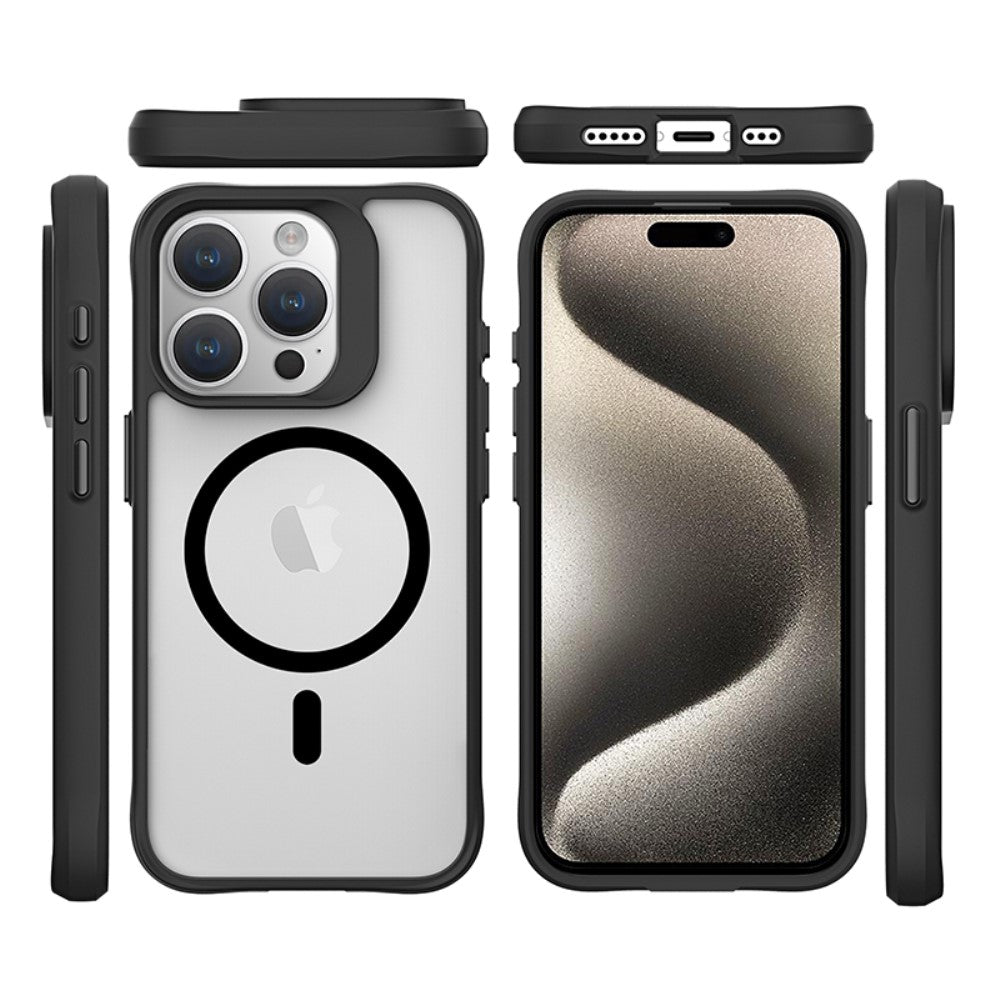 Силиконов, черен кейс - удароустойчив, с прозрачен гръб, MagSafe за iPhone 16 Pro