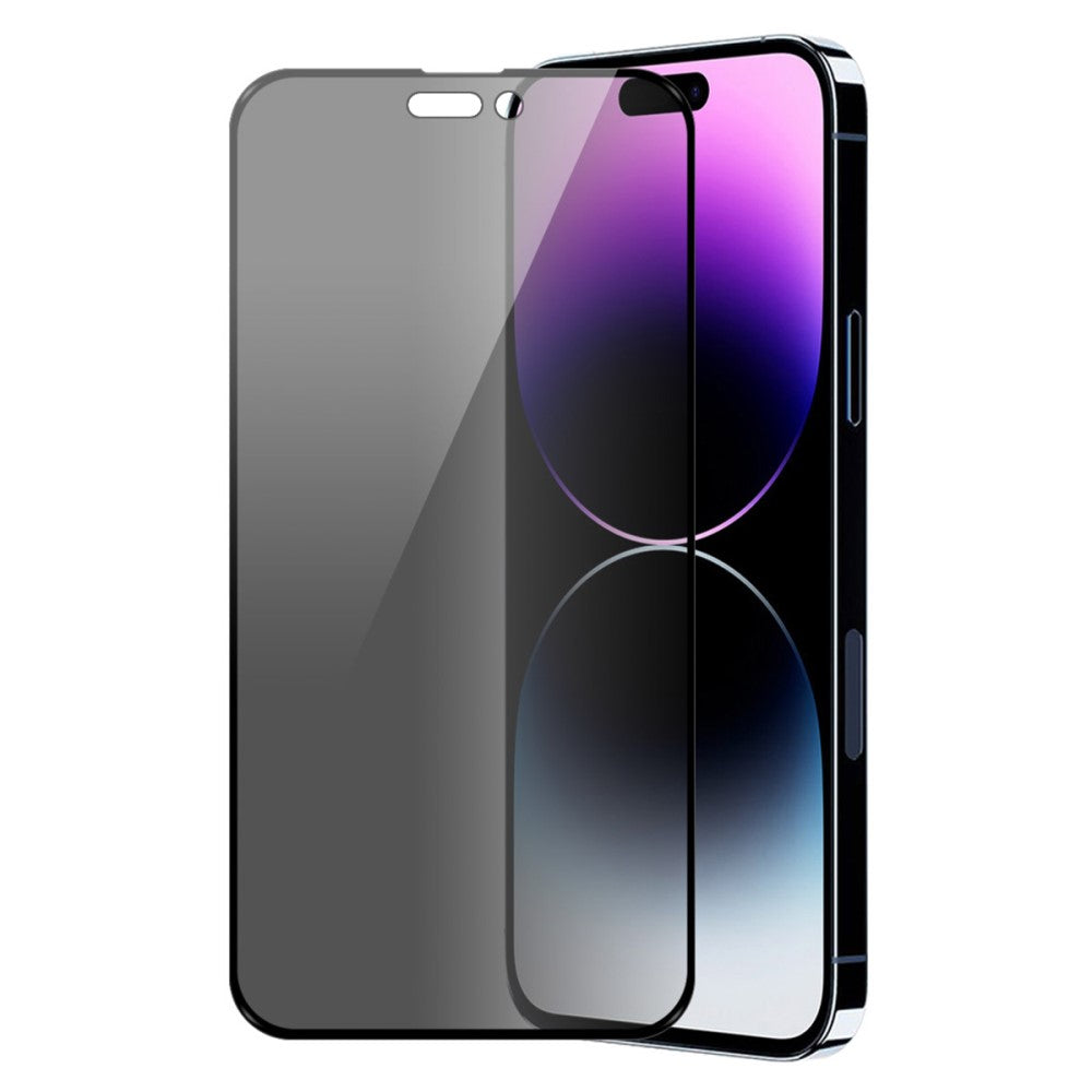 Стъклен, защитен протектор - против надничане, с пълно покритие за iPhone 15 Pro Max