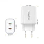 45W PD Quick Charge адаптер, GaN зарядно с два USB порта, зарядно за iPhone / iPad