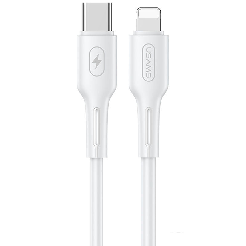Бял lightning кабел за данни и зареждане, 1.2 метра, PD Quick Charge, USB-C за iPhone / iPad