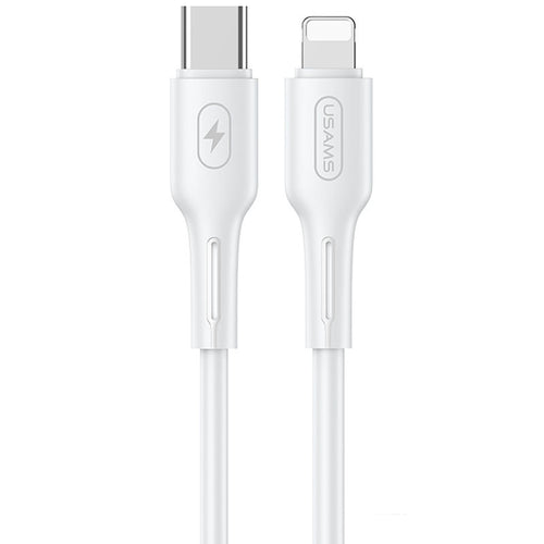 Бял lightning кабел за данни и зареждане, 1.2 метра, PD Quick Charge, USB-C за iPhone / iPad