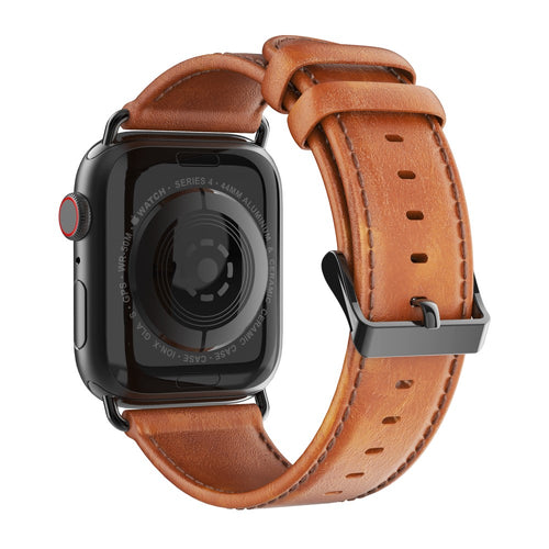 Каишка от естествена кожа за Apple Watch 45мм / 44мм / 42мм - кафява