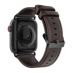 Каишка от естествена кожа за Apple Watch 45мм / 44мм / 42мм - тъмнокафява
