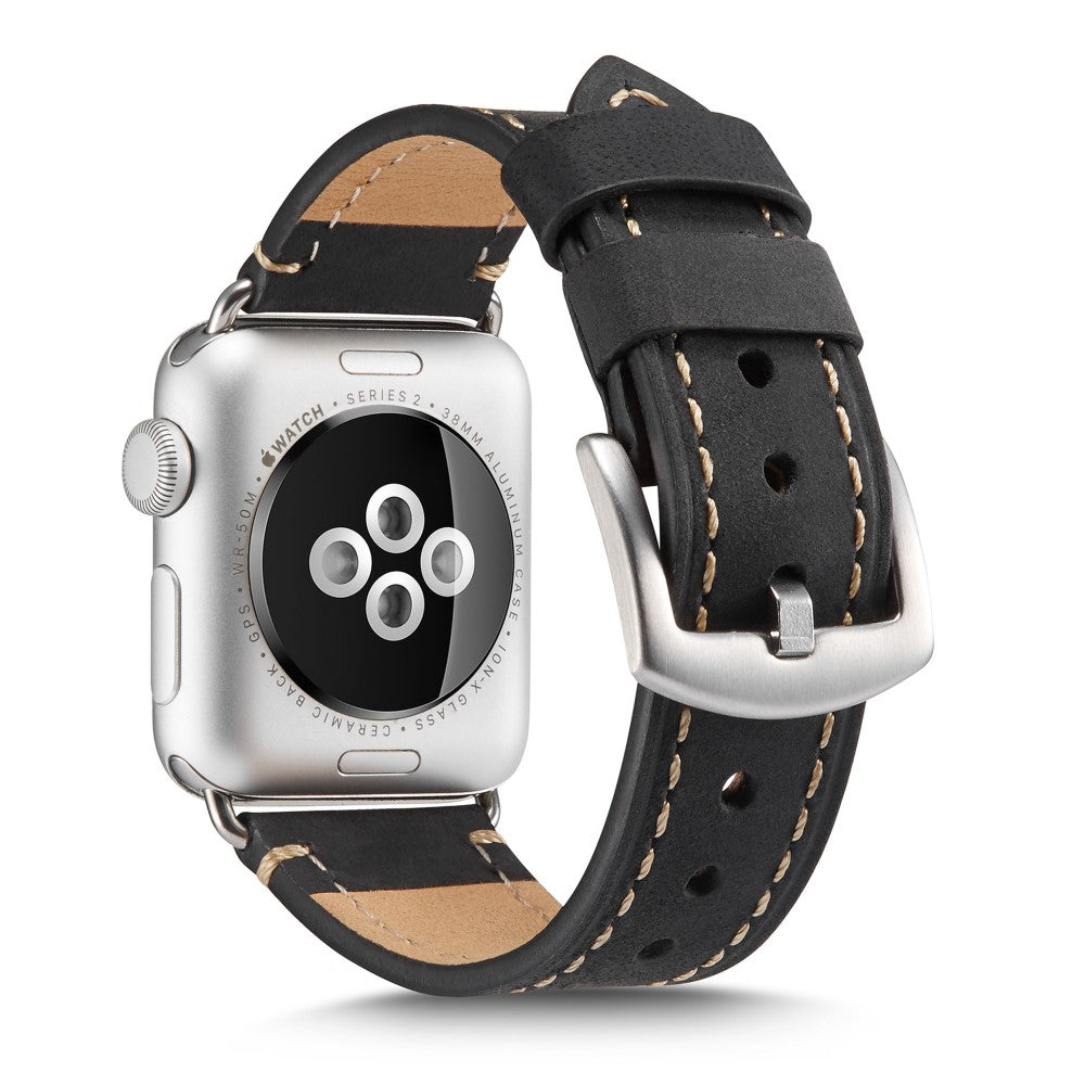 Кожена каишка за Apple Watch 45мм / 44мм / 42мм - черна