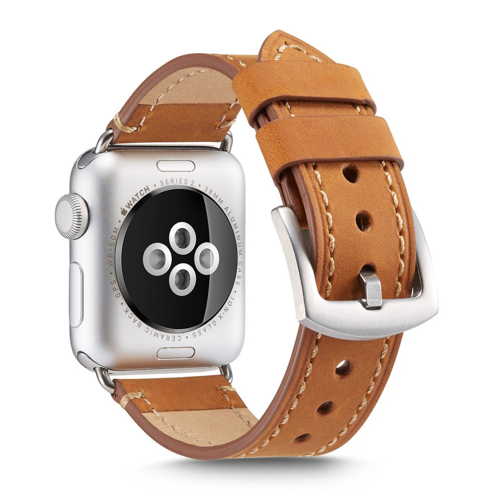 Кожена каишка за Apple Watch 45мм / 44мм / 42мм - кафява